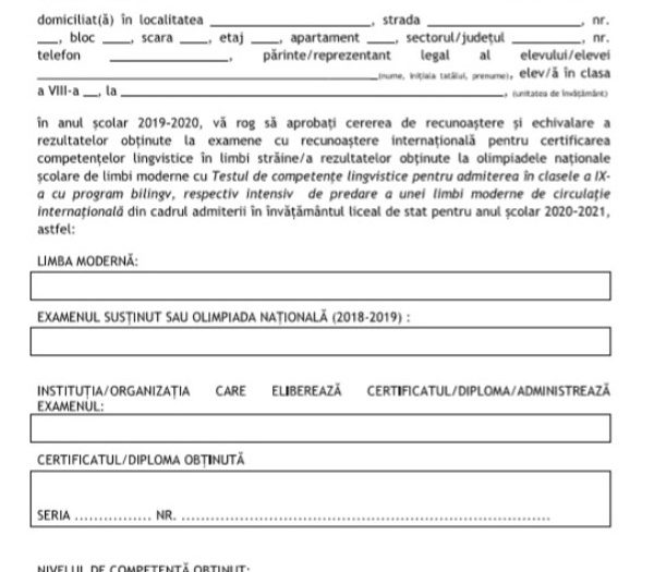 Cum Se CompleteazÄƒ Corect FiÈ™a De Echivalare LingvisticÄƒ Pentru Admiterea La Liceu Iunie 2020 Ziar Info IaÈ™i Stiri Iasi