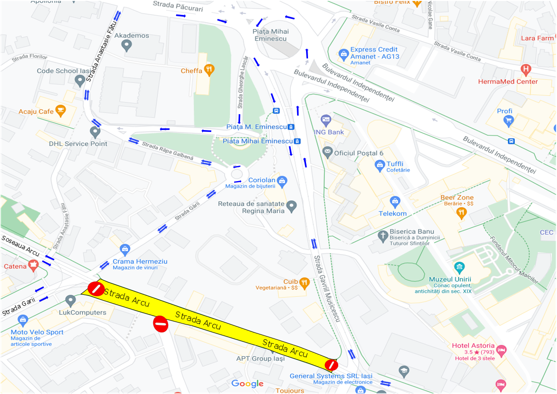 schita lucrari, restrictii circulatie strada Arcu